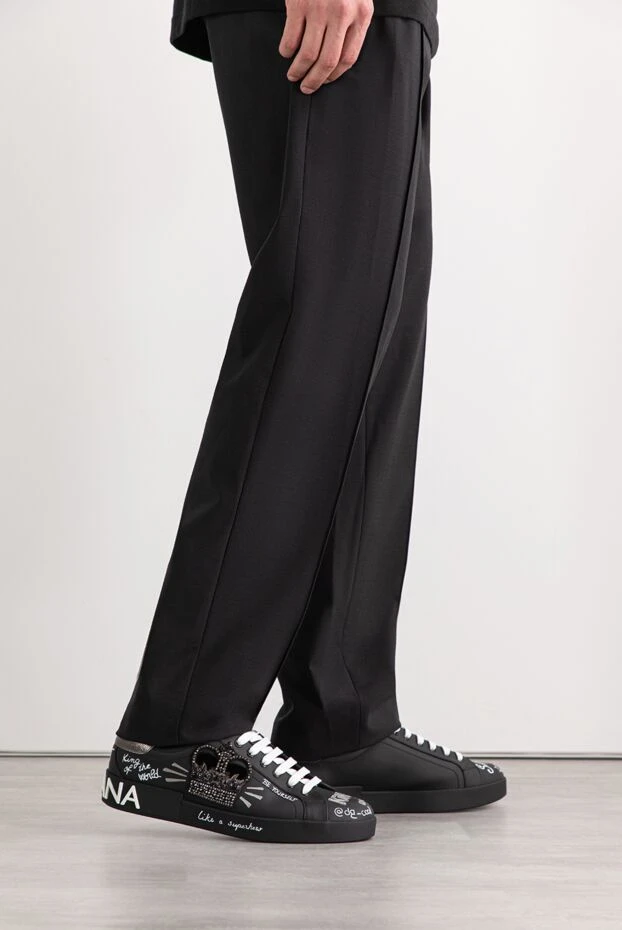 Dolce & Gabbana кросівки portofino із телячої шкіри чорні з цифровим друком 191113 - фото 2