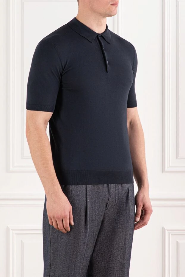 Cesare di Napoli dark blue cotton jersey polo shirt 191127 - photo 3