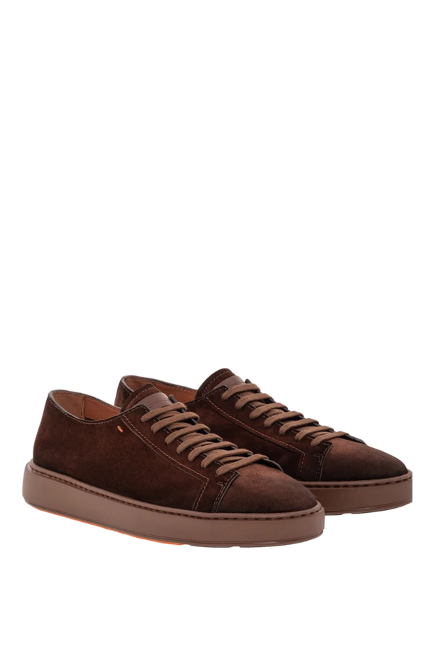 Santoni men's brown suede lace-up sneakers 191291 - photo 2
