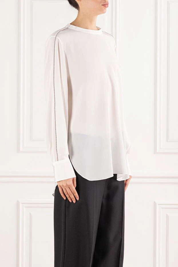 Brunello Cucinelli silk shirt with patch pockets and bronze-tone buttons 191297 - photo 3