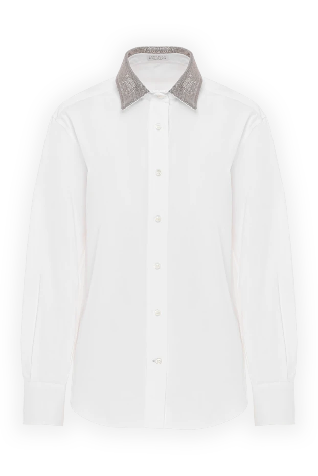 Brunello Cucinelli white classic shirt with a decorative accent on the collar 191299 - photo 1