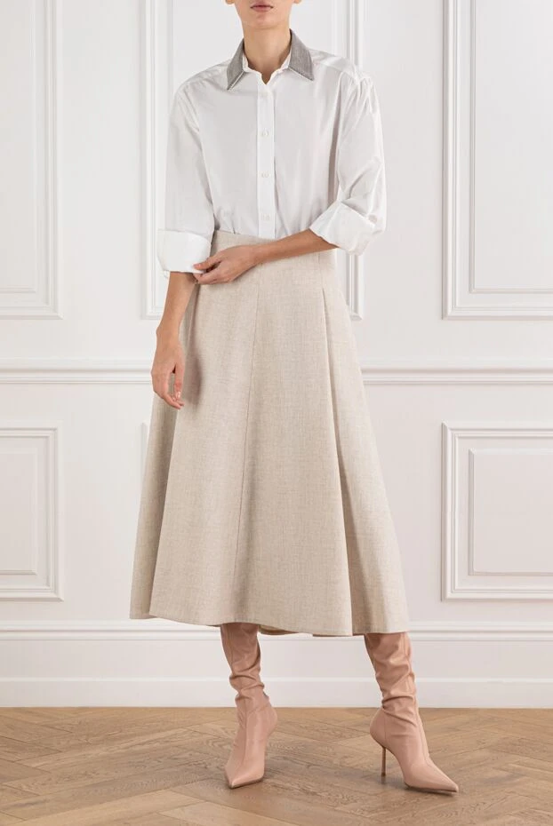 Brunello Cucinelli white classic shirt with a decorative accent on the collar 191299 - photo 2