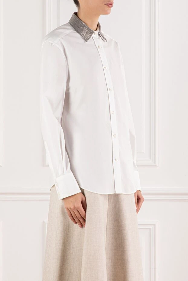 Brunello Cucinelli white classic shirt with a decorative accent on the collar 191299 - photo 3