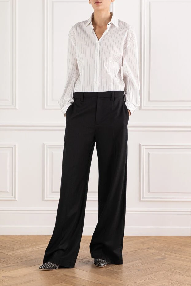 Brunello Cucinelli white cotton and silk shirt with pinstripes 191300 - photo 2