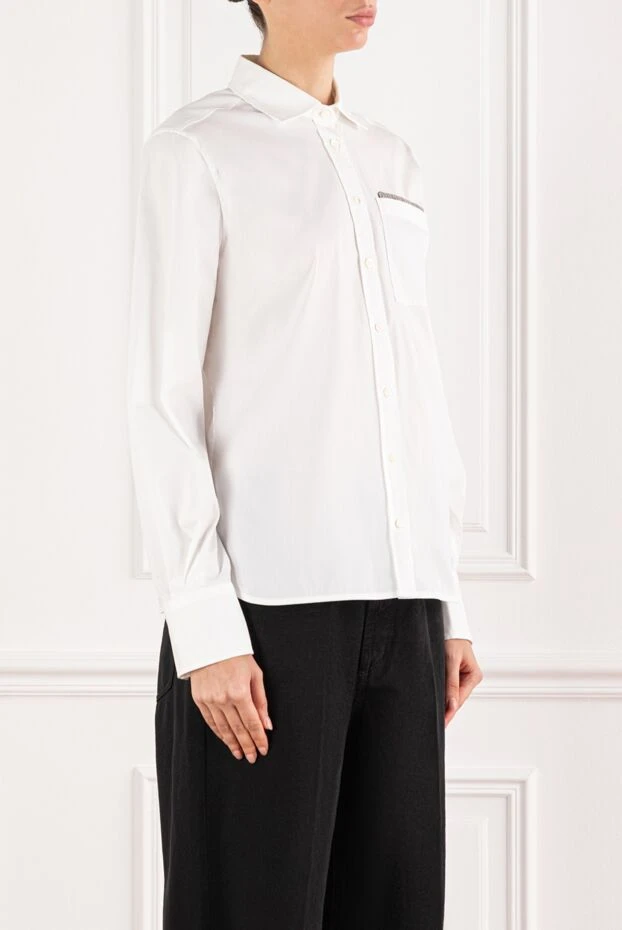 Brunello Cucinelli women's long-sleeved shirt with pocket embellishment 191304 - photo 3