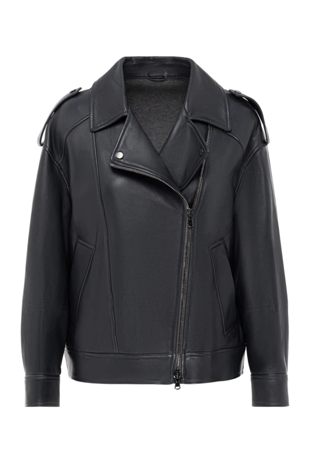 Жіноча косуха із натуральної шкіри з діагональною блискавкою - фото 1