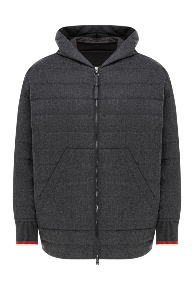 Пуховик із вовни з контрастними манжетами жіноча - фото 1