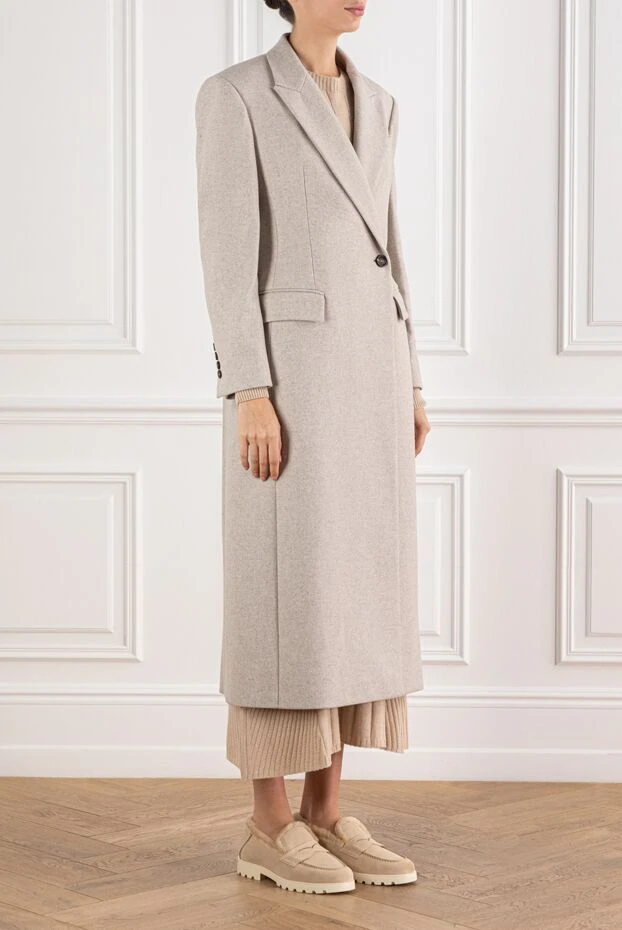 Brunello Cucinelli довге пальто з вовни з класичними кишенями з клапанами 191320 - фото 3