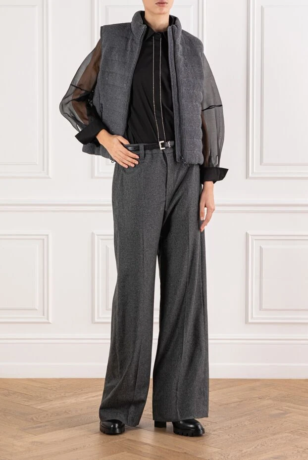 Brunello Cucinelli штани прямого крою з м'якої вовни та кашеміру 191321 - фото 2