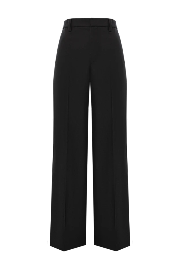 Wide-leg trousers in black wool and cashmere with creases - photo 1