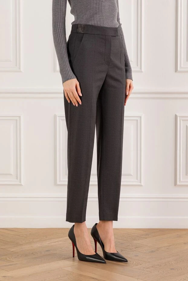 Brunello Cucinelli штани універсального крою в темно-сірому тоні 191323 - фото 3