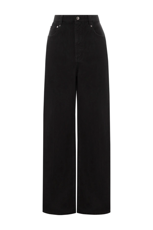 Black jeans with elastic waistband and wide legs - photo 1