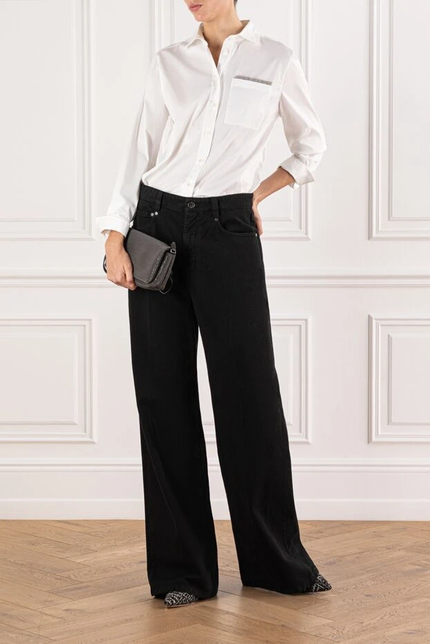 Brunello Cucinelli чорні джинси з еластичним поясом та широкими штанинами. 191326 - фото 2