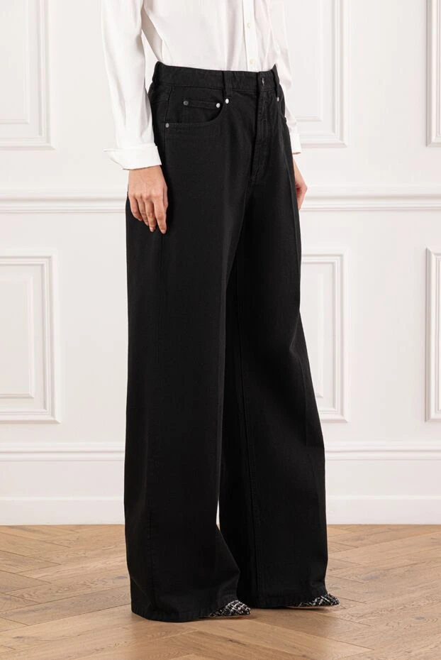 Brunello Cucinelli чорні джинси з еластичним поясом та широкими штанинами. 191326 - фото 3