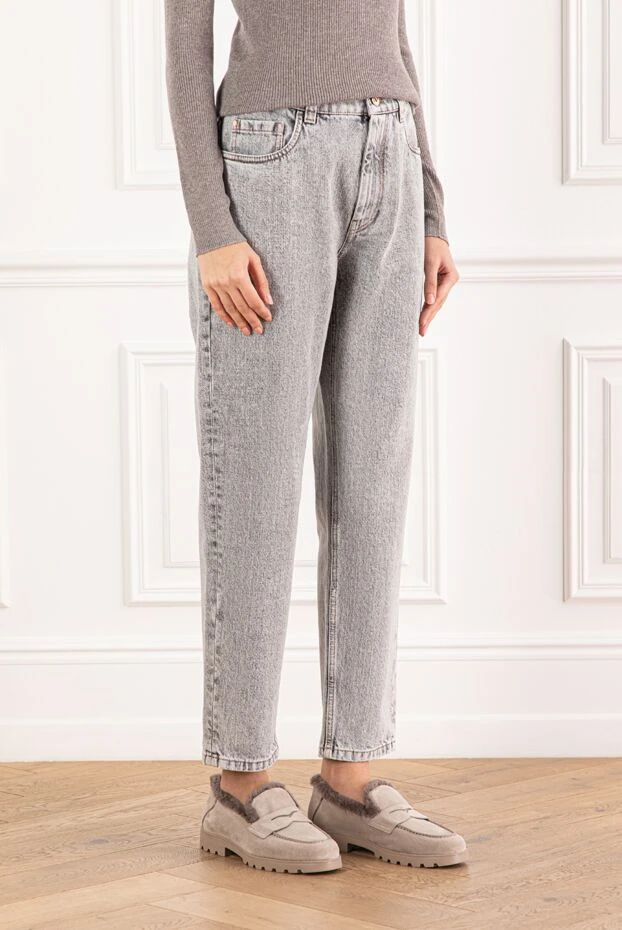 Brunello Cucinelli базові джинси з бавовни із завуженими штанинами 191327 - фото 3