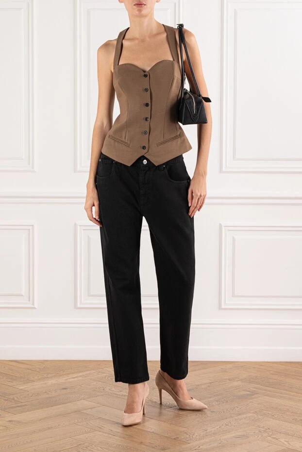 Brunello Cucinelli чорні джинси прямого крою з бавовняного деніму 191329 - фото 2