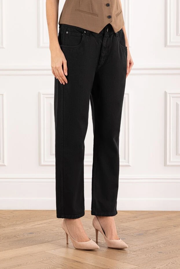 Brunello Cucinelli чорні джинси прямого крою з бавовняного деніму 191329 - фото 3