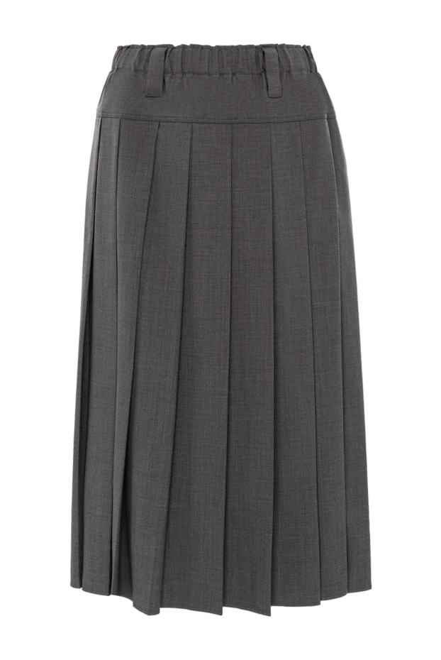 Pleated high-waisted gray wool skirt - photo 1