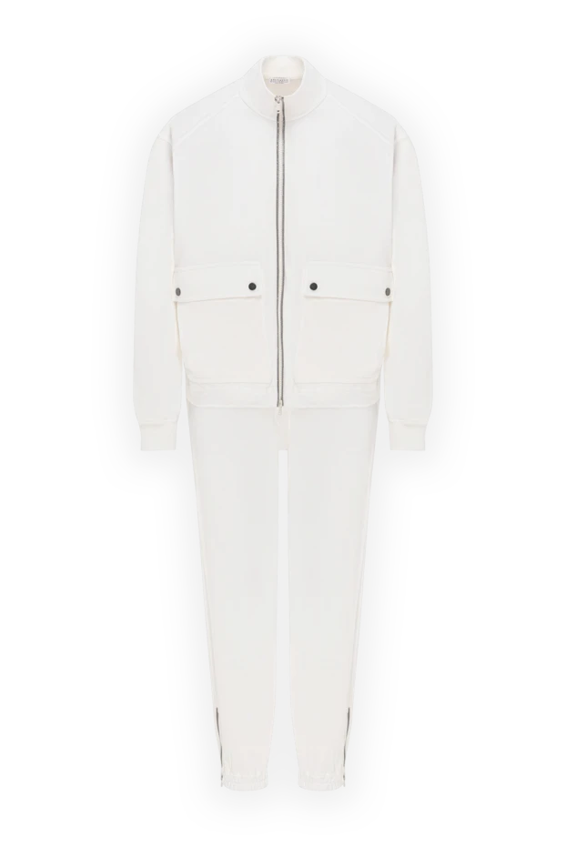 Спортивный костюм из хлопка с молнией и накладными карманами - фото 1