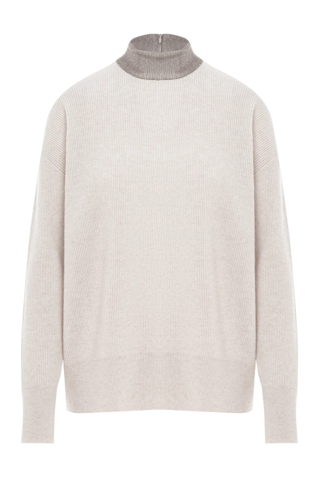 Brunello Cucinelli сірий джемпер із кашеміру з акуратною стійкою 191339 - фото 1