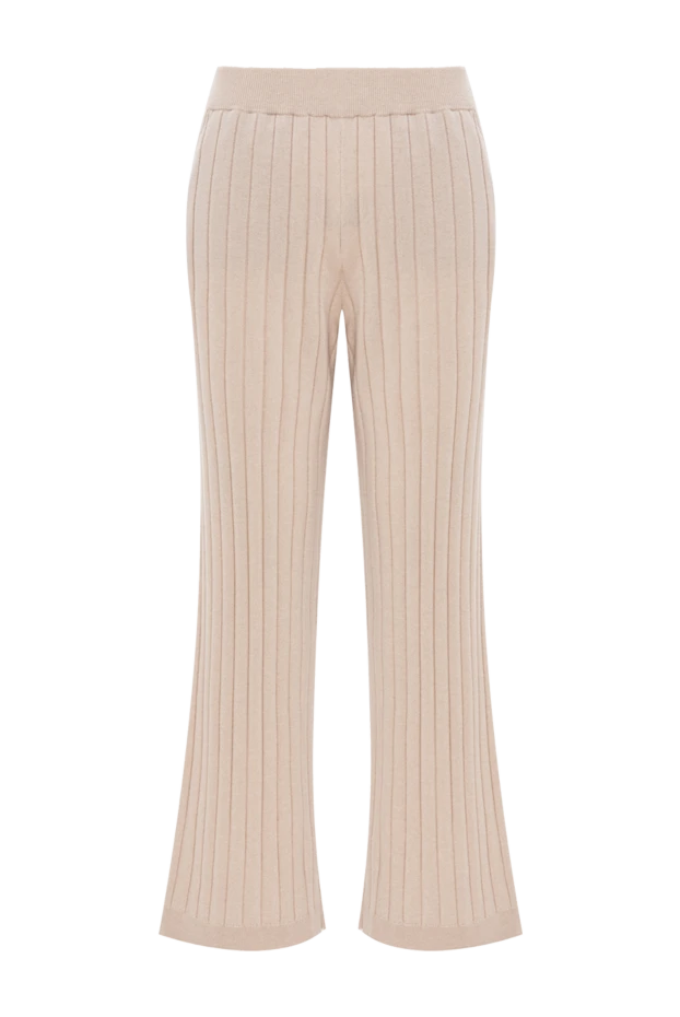 Beige cashmere trousers with a ribbed texture and a soft waistband - photo 1