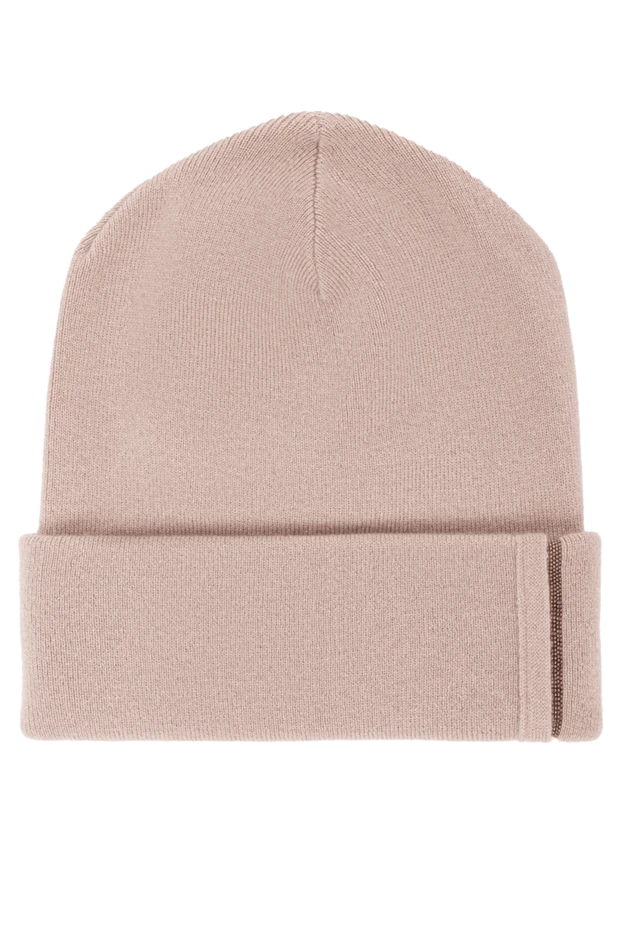 Cashmere beanie hat in soft beige color - photo 1