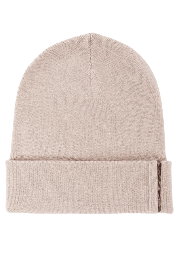 Кашемірова шапка біні у спокійному пастельному кольорі - фото 1