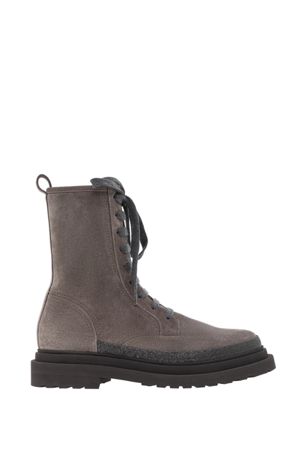 Високі черевики з коричневої замші зі зручною блискавкою збоку - фото 1