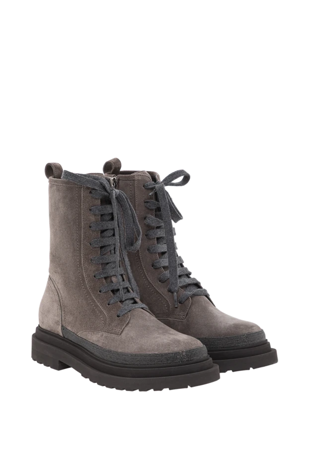 Brunello Cucinelli високі черевики з коричневої замші зі зручною блискавкою збоку 191357 - фото 3