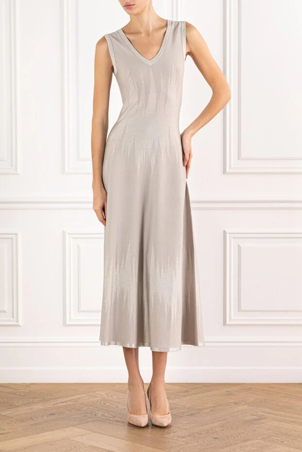 D.Exterior gray dress made of fine knitwear with a shimmering effect 191371 - photo 2