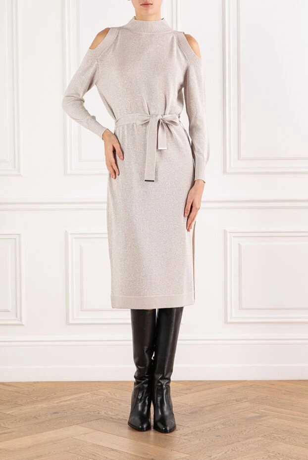 D.Exterior gray dress with knit texture and elegant belt 191374 - photo 2