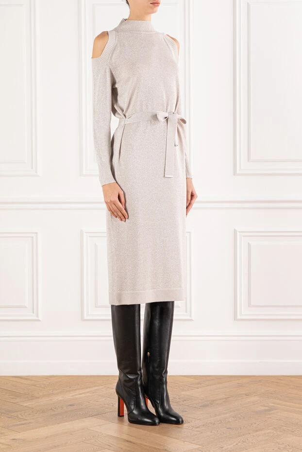 D.Exterior gray dress with knit texture and elegant belt 191374 - photo 3