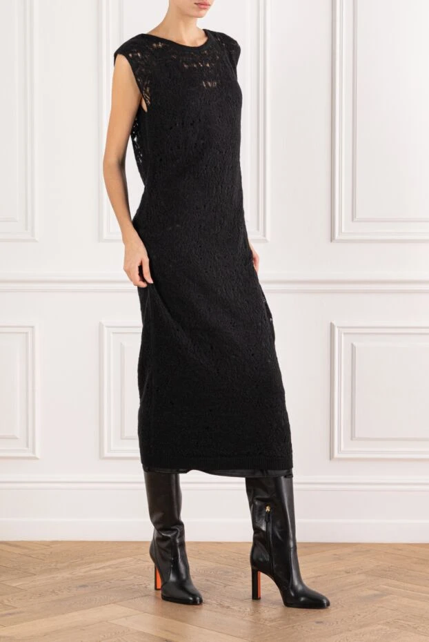 D.Exterior black sleeveless dress with lace texture 191376 - photo 2