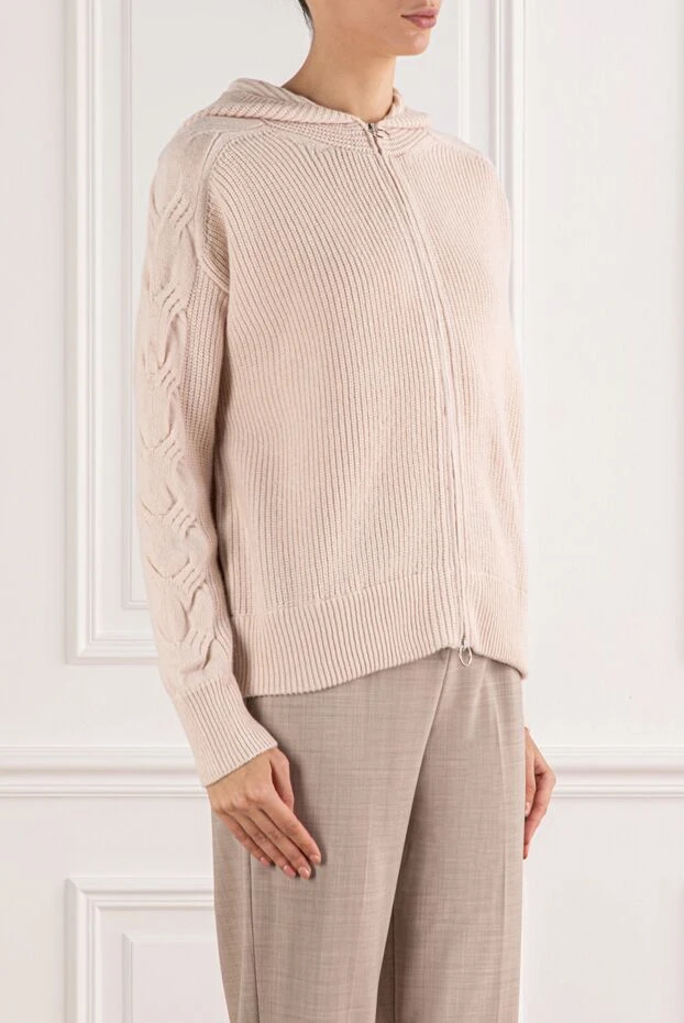 D.Exterior pink chunky knit wool and cashmere cardigan with a hood 191384 - photo 3