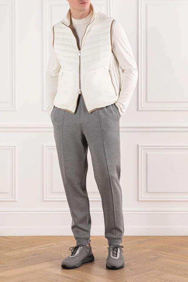 Brunello Cucinelli light-colored zip-up vest with contrasting trim 191401 - photo 2