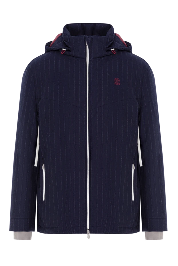 Чоловіча гірськолижна куртка із синьої вовни в смужку - фото 1