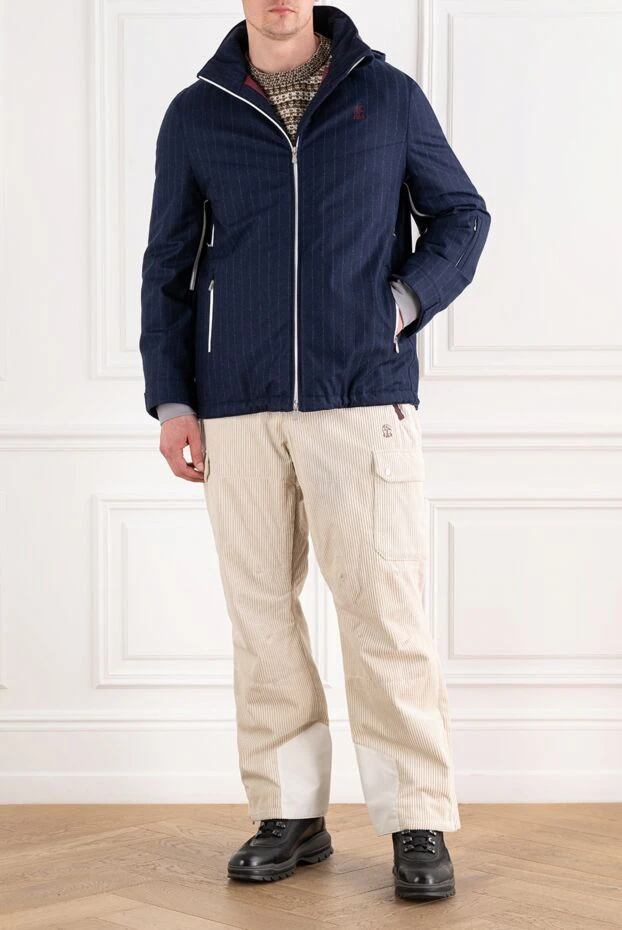 Brunello Cucinelli men's blue striped wool ski jacket 191404 - photo 2