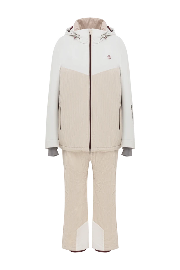 Світлий костюм з бавовни та кашеміру з вельветовими вставками та капюшоном - фото 1