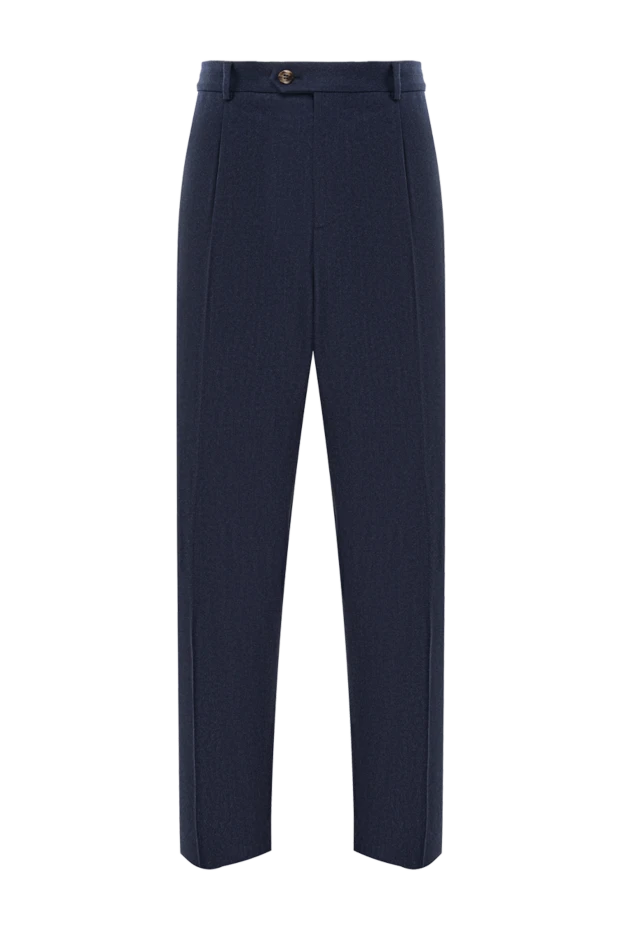Brunello Cucinelli classic men's blue wool trousers with pleats 191411 - photo 1