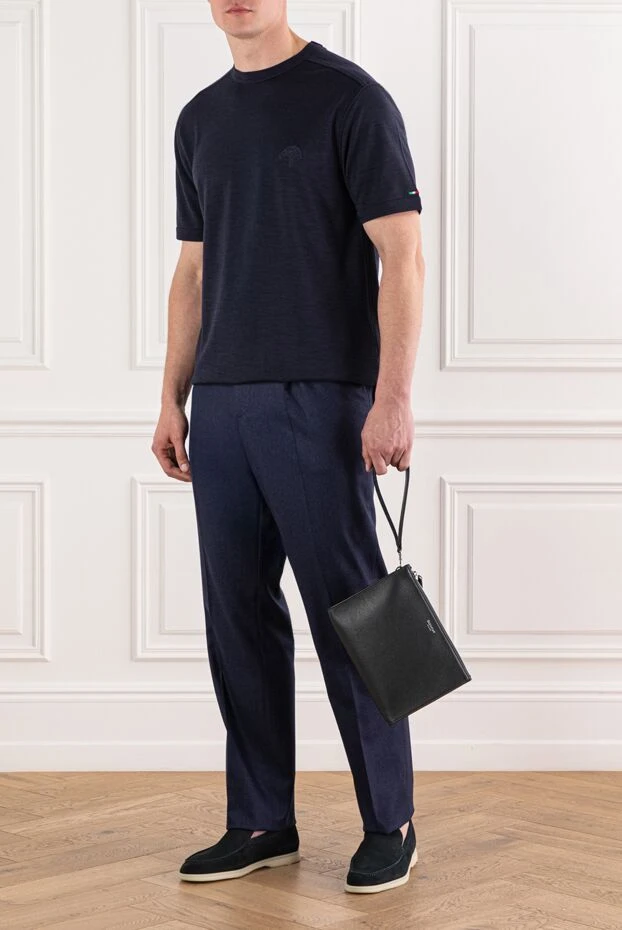 Brunello Cucinelli classic men's blue wool trousers with pleats 191411 - photo 2