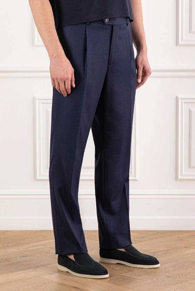 Brunello Cucinelli classic men's blue wool trousers with pleats 191411 - photo 3