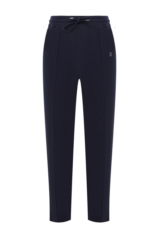 Brunello Cucinelli knitted trousers in blue with a soft texture and drawstring 191415 - photo 1