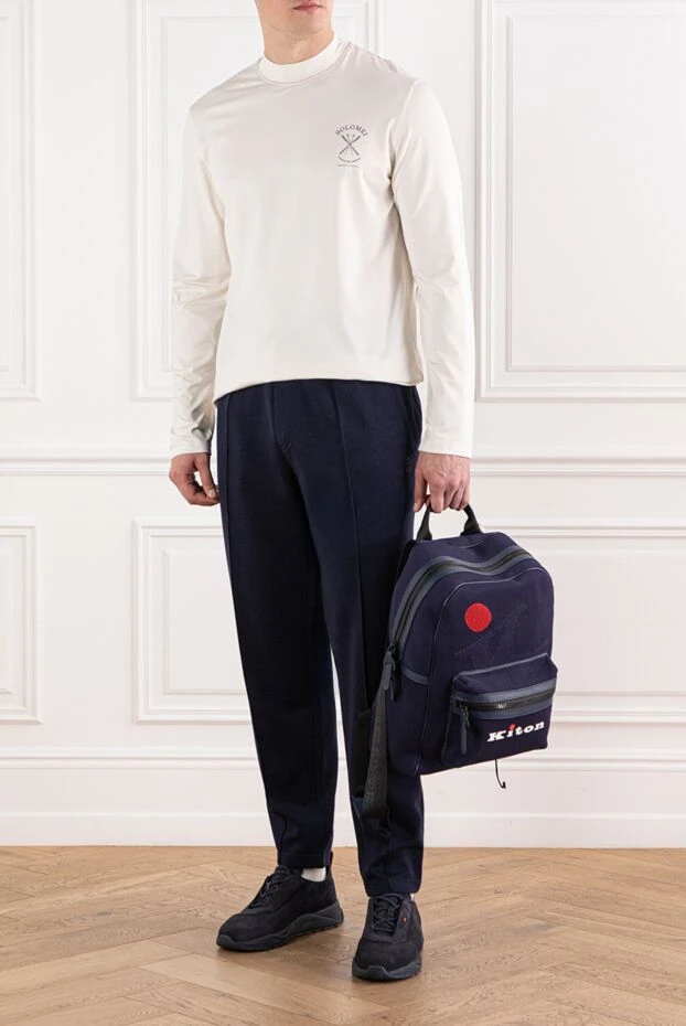 Brunello Cucinelli knitted trousers in blue with a soft texture and drawstring 191415 - photo 2