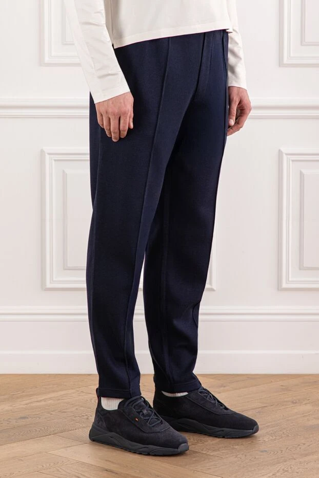 Brunello Cucinelli knitted trousers in blue with a soft texture and drawstring 191415 - photo 3