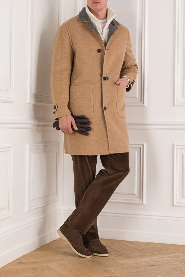 Brunello Cucinelli double-sided cashmere coat in beige and melange-grey 191416 - photo 2
