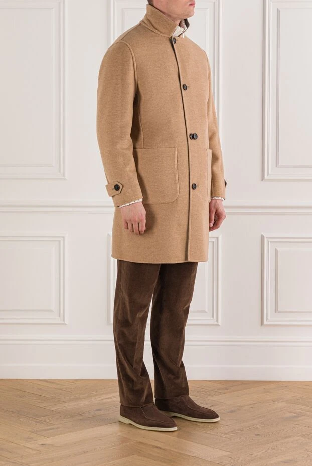 Brunello Cucinelli double-sided cashmere coat in beige and melange-grey 191416 - photo 3