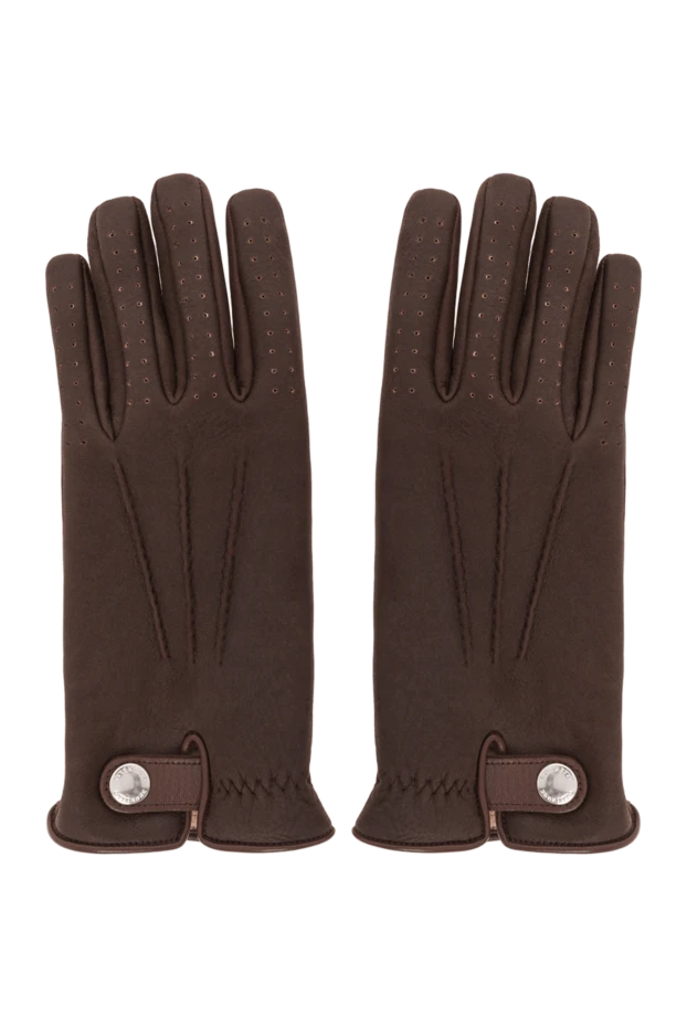 Brown suede gloves with fur - photo 1