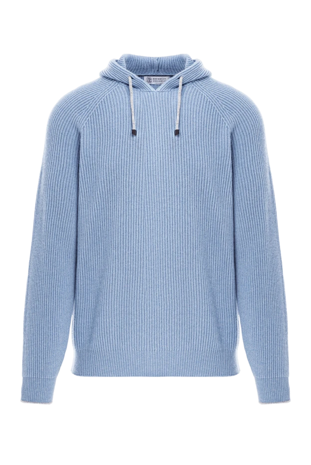 Худі з кашеміру світло-блакитного кольору в рубчик - фото 1