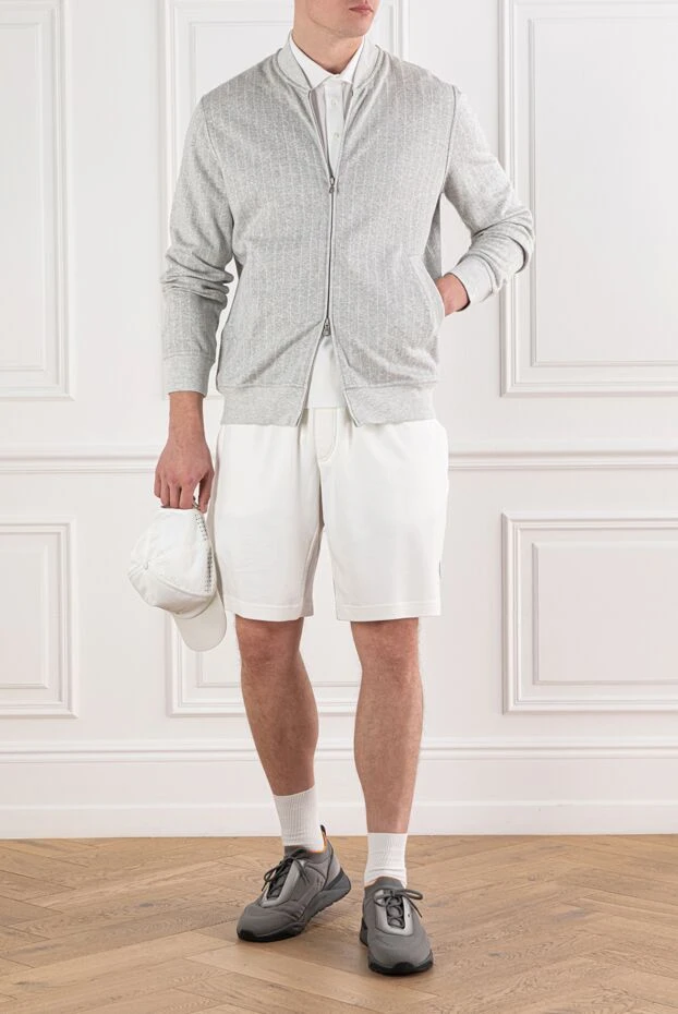 Brunello Cucinelli light gray vertical striped jersey sports jacket 191422 - photo 2