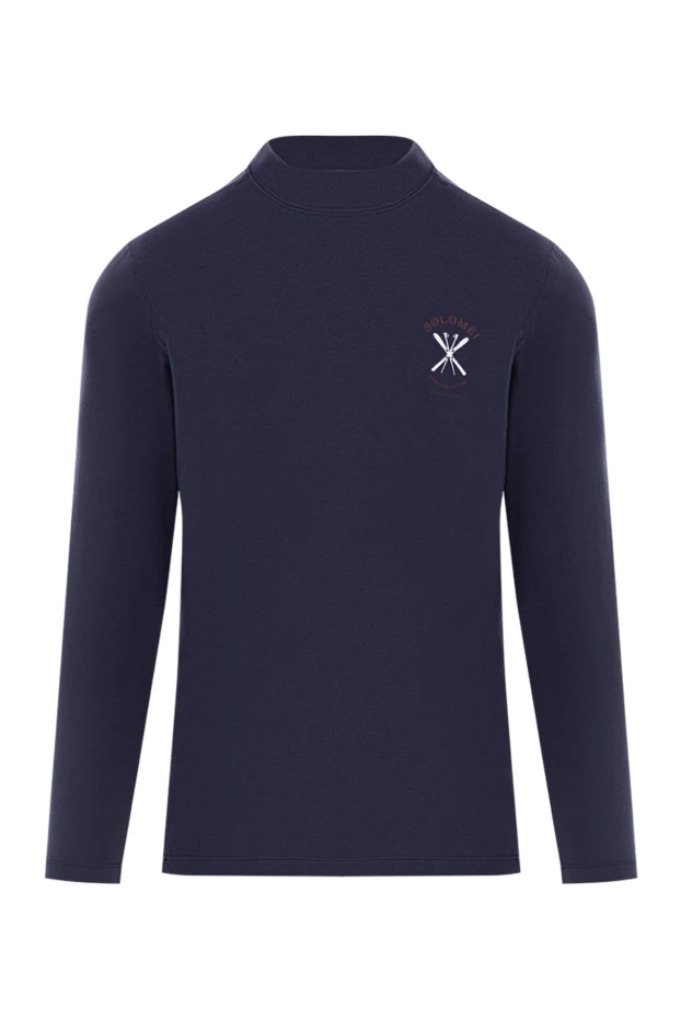 Dark blue silk sweatshirt with embroidery - photo 1